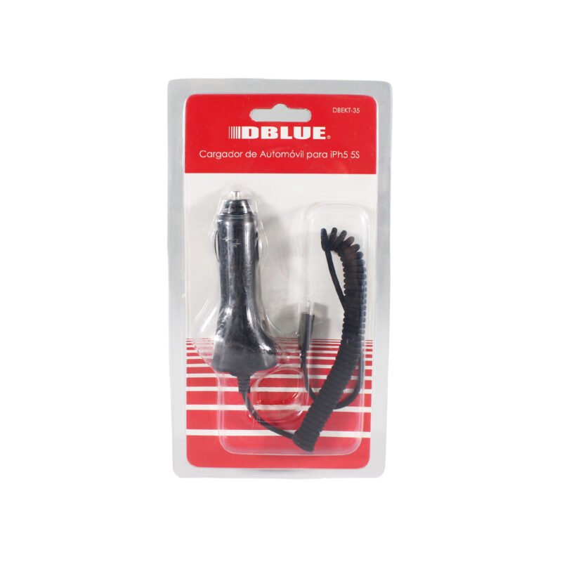 cargador dblue de automovil entrada dock, salida lightning, black