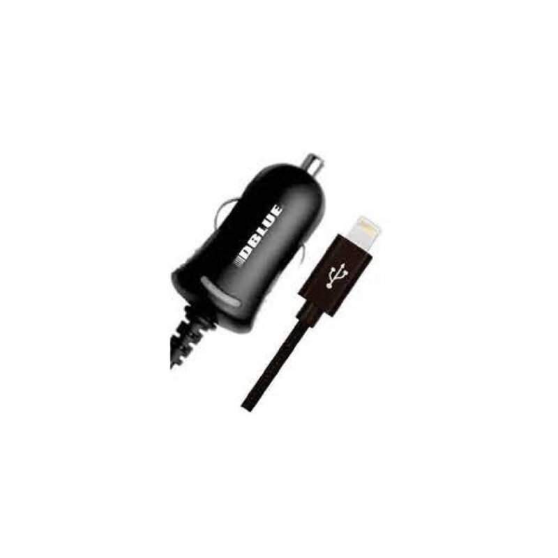cargador dblue de automovil entrada dock, salida lightning, black 1.2m