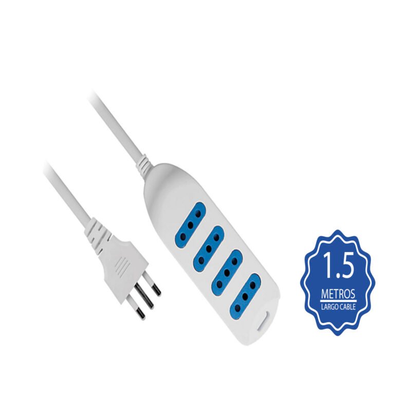alargador multiple 4 entradas de 1.5 mts, con certificacion sec. white — vista 2