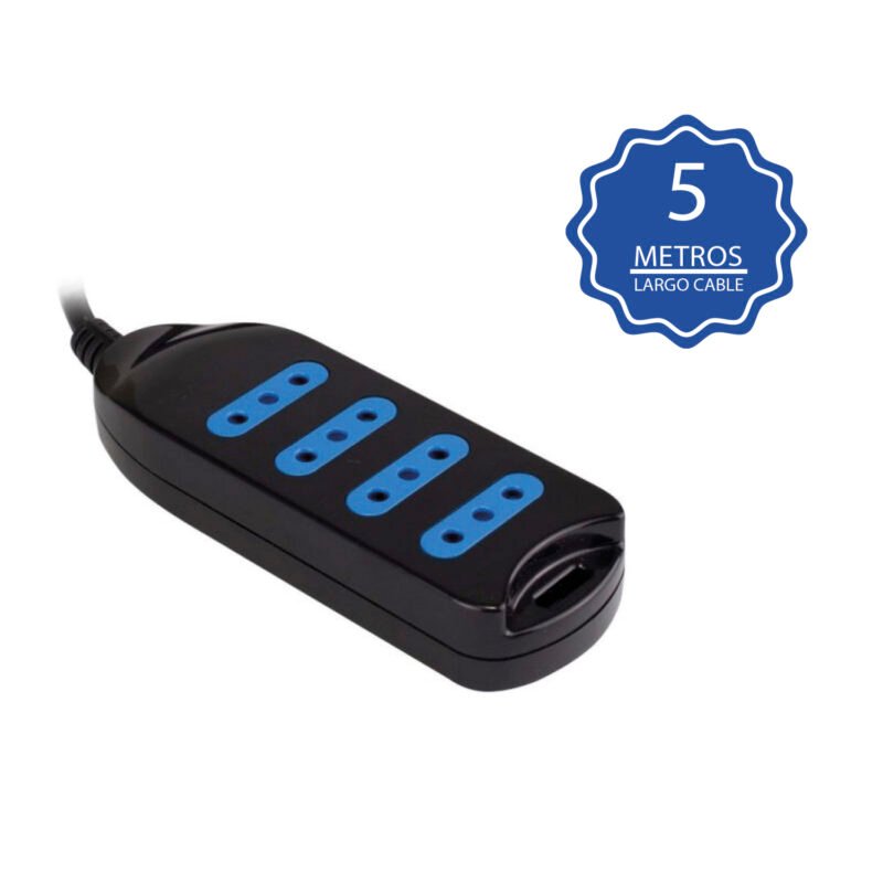 alargador multiple 4 entradas de 5 mts, black