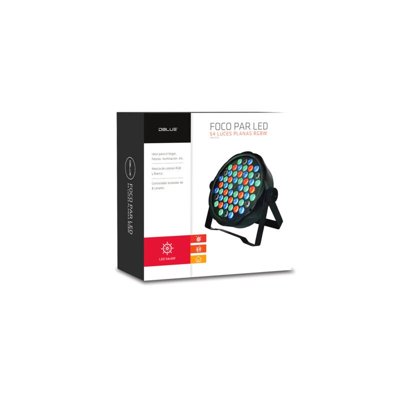 foco dblue par led rgb con entrada dmx512, para fiesta con 54 led enchufe americano — vista 4