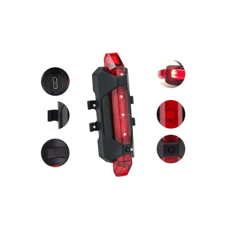 luz led para bicicletas con carga usb, a prueba de lluvia, cuatro modos. — vista 4