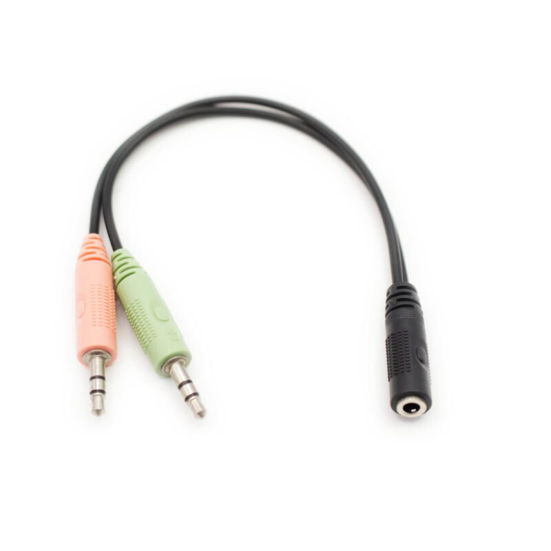 cable adaptador jack hembra 3.5 mm a jack doble macho para audifono