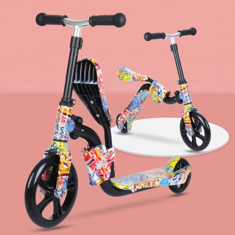 scooter monopatin 2 ruedas altura ajustable con asiento 2 en 1, manillas antideslizantes — vista 7