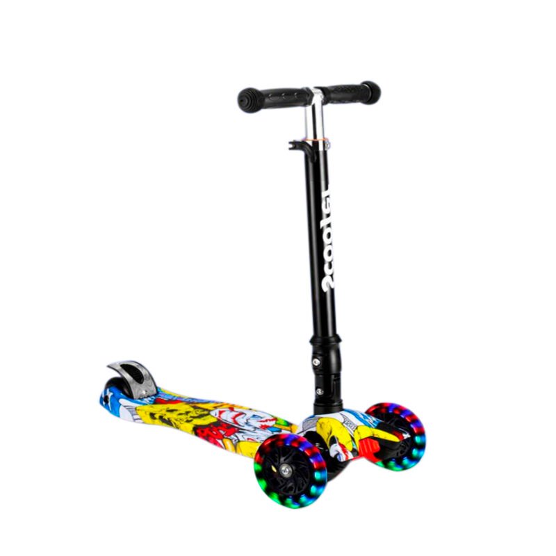 scooter 4 ruedas con luz, diseÑo, manillas de gomas para mejorar agarre