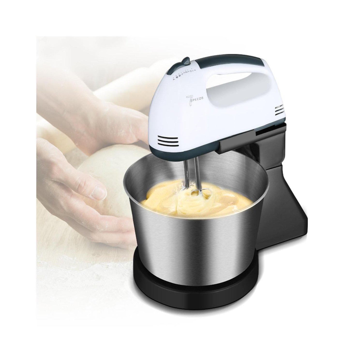 mezcladora turbo de 200w, 7 velocidades mas recipiente, 2 batidores para huevos y crema y 2 para masa mezcladora turbo de 200w, 7 velocidades mas recipiente, 2 batidores para huevos y crema y 2 para masa