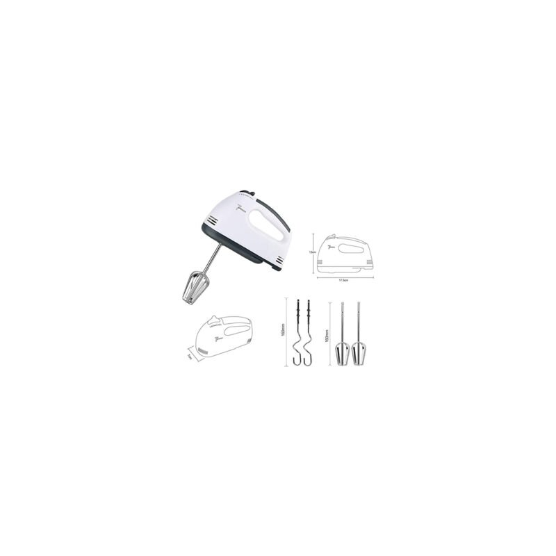 mezcladora turbo de 200w, 7 velocidades mas recipiente, 2 batidores para huevos y crema y 2 para masa — vista 5