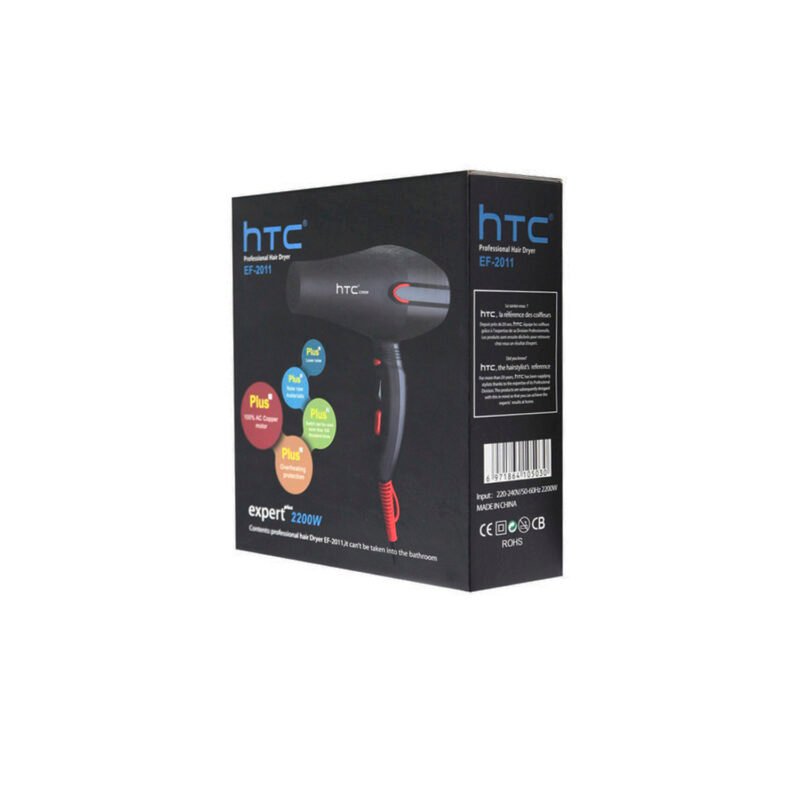 secador de cabello htc profesional de 2200w con 2 velocidad y 2 niveles de temperatura — vista 3