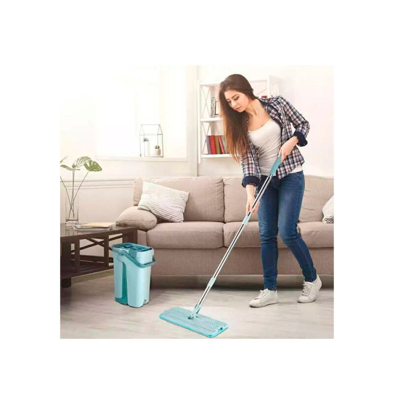 mopa limpiadora de piso profesional, limpiador de fibra con giro de 360°/ un lado para mojar otro para secar — vista 3