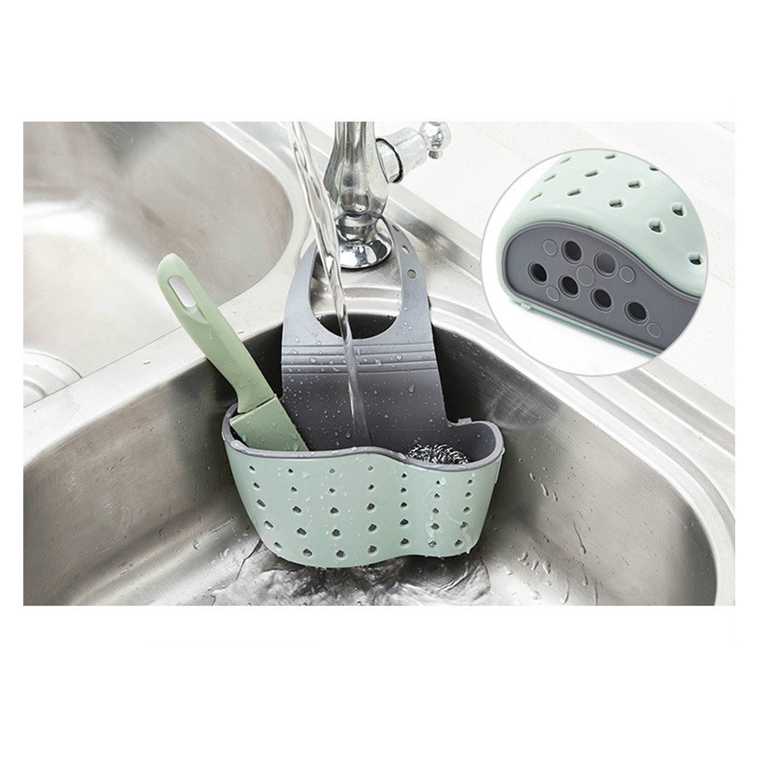 organizador de lava platos, para escurrir el agua tanto de cubiertos como esponja o virutilla organizador de lava platos, para escurrir el agua tanto de cubiertos como esponja o virutilla