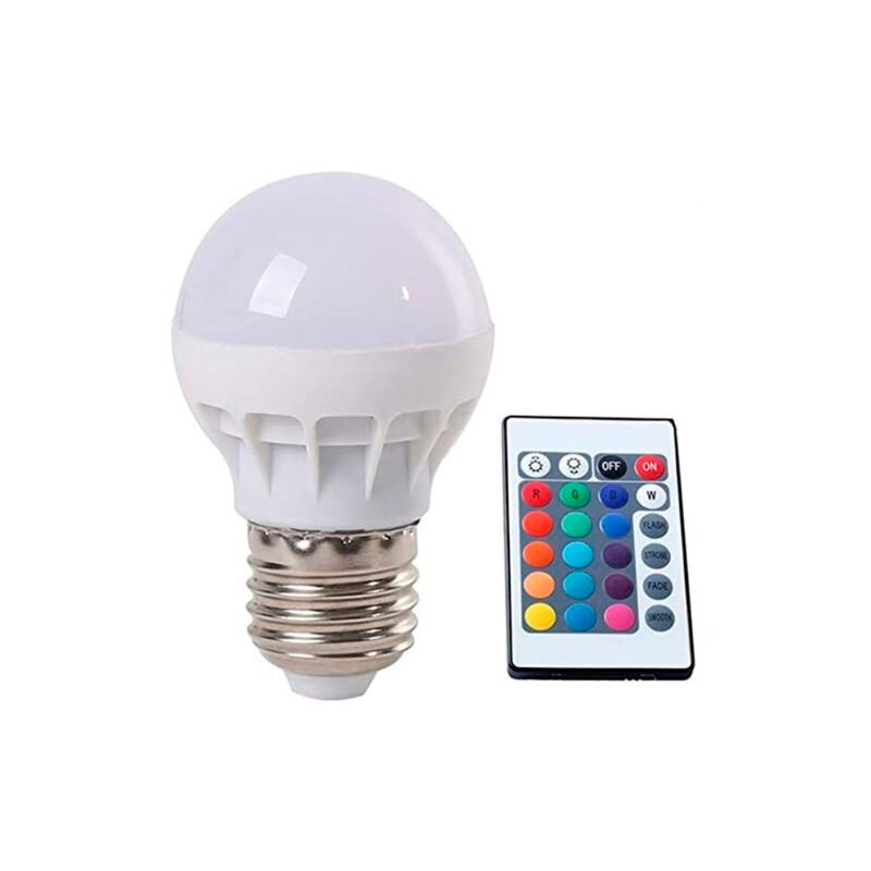 ampolleta led rgb 5w / control remoto base e 27 / 16 colores rgb diferentes
