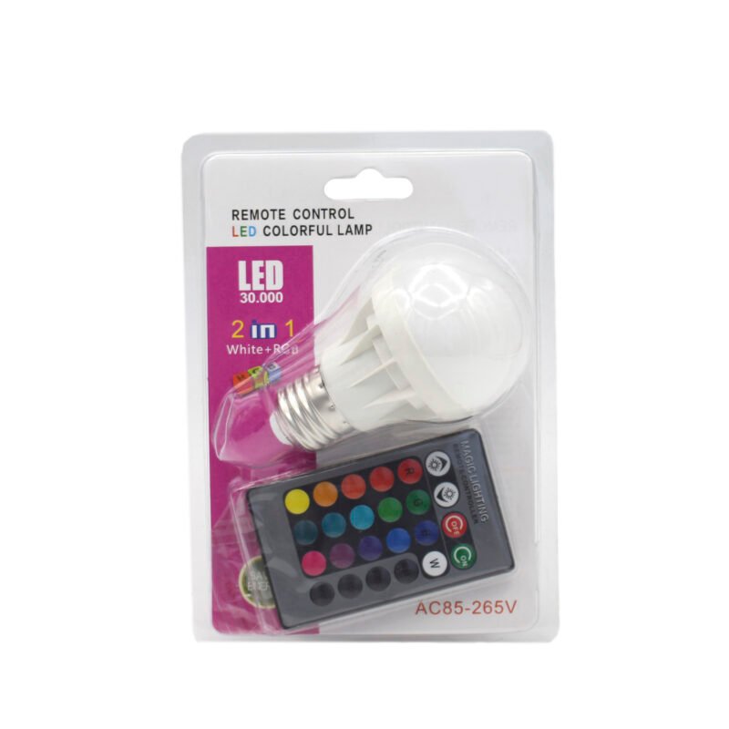 ampolleta led rgb 5w / control remoto base e 27 / 16 colores rgb diferentes — vista 6