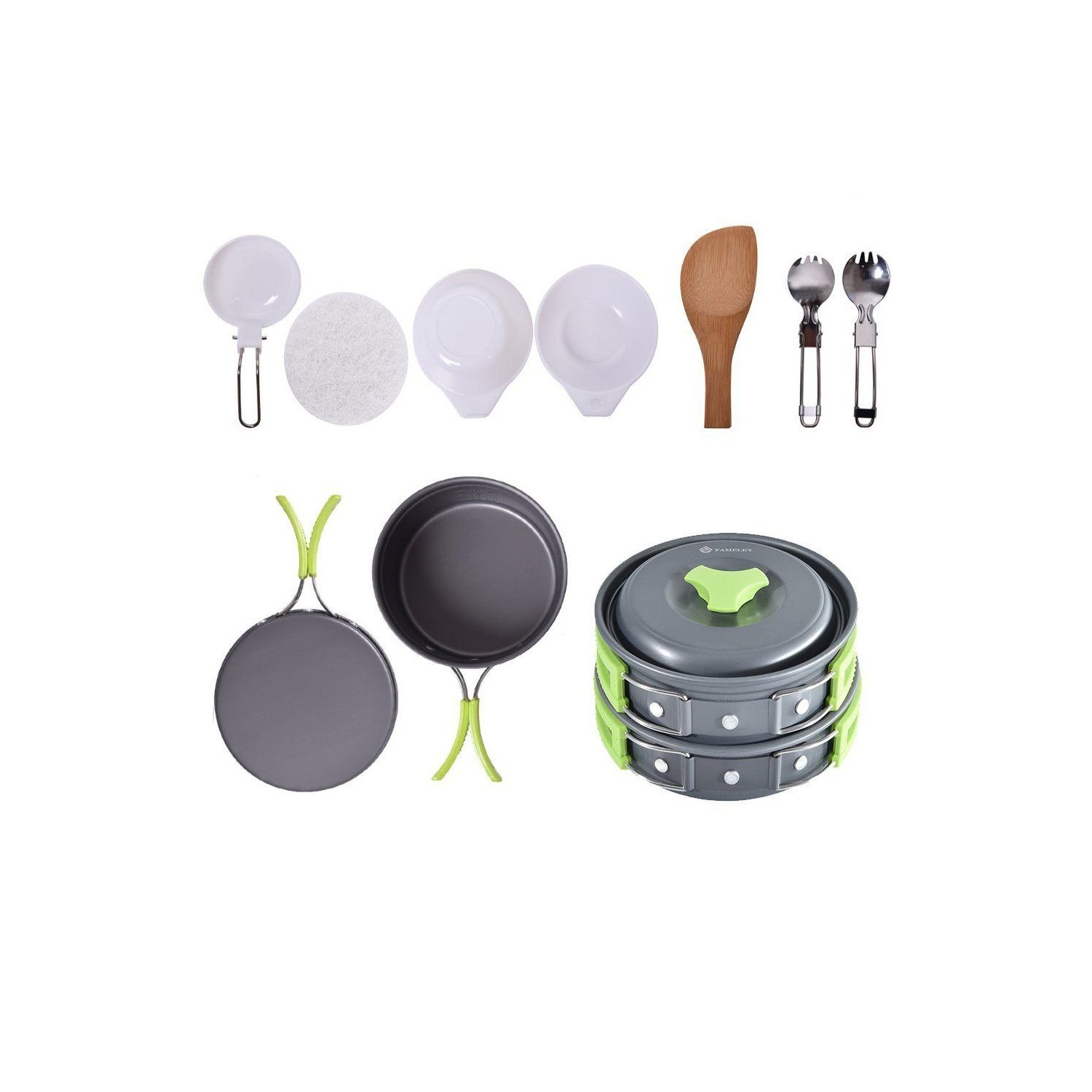 set ollas de camping 11 piezas con cocinilla y cubiertos / incluye malla de transporte set ollas de camping 11 piezas con cocinilla y cubiertos / incluye malla de transporte