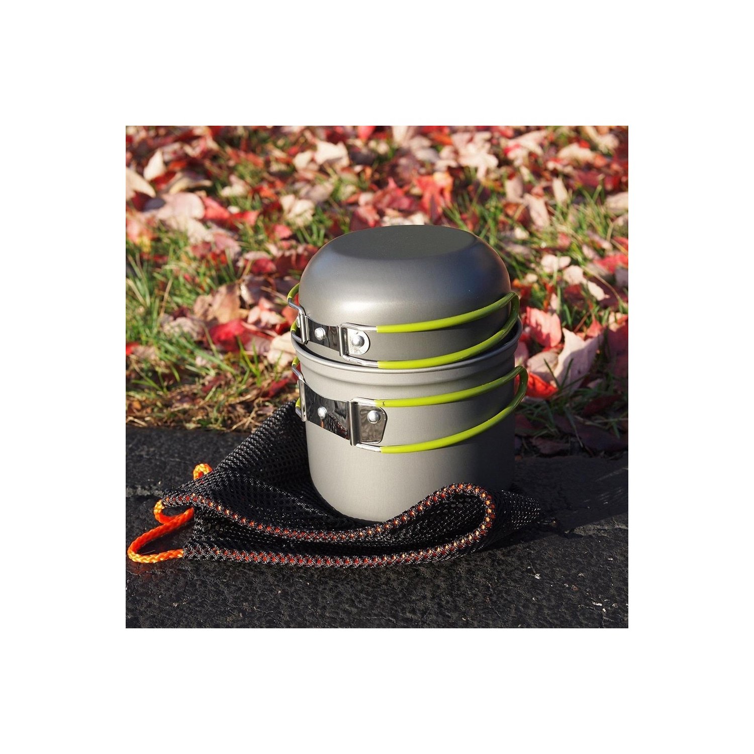 set ollas de camping 11 piezas con cocinilla y cubiertos / incluye malla de transporte set ollas de camping 11 piezas con cocinilla y cubiertos / incluye malla de transporte