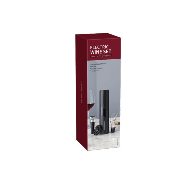 kit sacacorcho a pilas para vino 4 in 1 set, diseÑo de capa transparente — vista 6