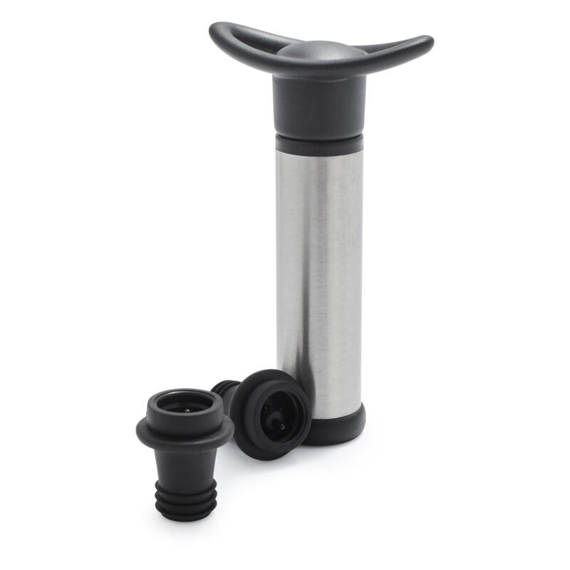 bomba de vacio con 2 tapas para botellas de vino/ incluye 2 tapones/ crea vacio hermetico