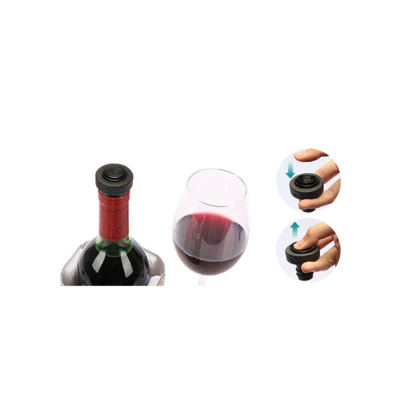 bomba de vacio con 2 tapas para botellas de vino/ incluye 2 tapones/ crea vacio hermetico — vista 3