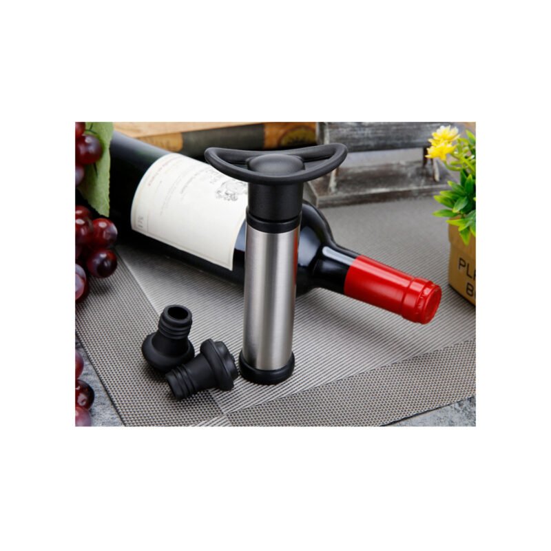 bomba de vacio con 2 tapas para botellas de vino/ incluye 2 tapones/ crea vacio hermetico — vista 4