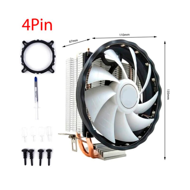 ventilador enfriador de cpu 6 tubos disipadores de 3 pin/arco iris rgb — vista 2