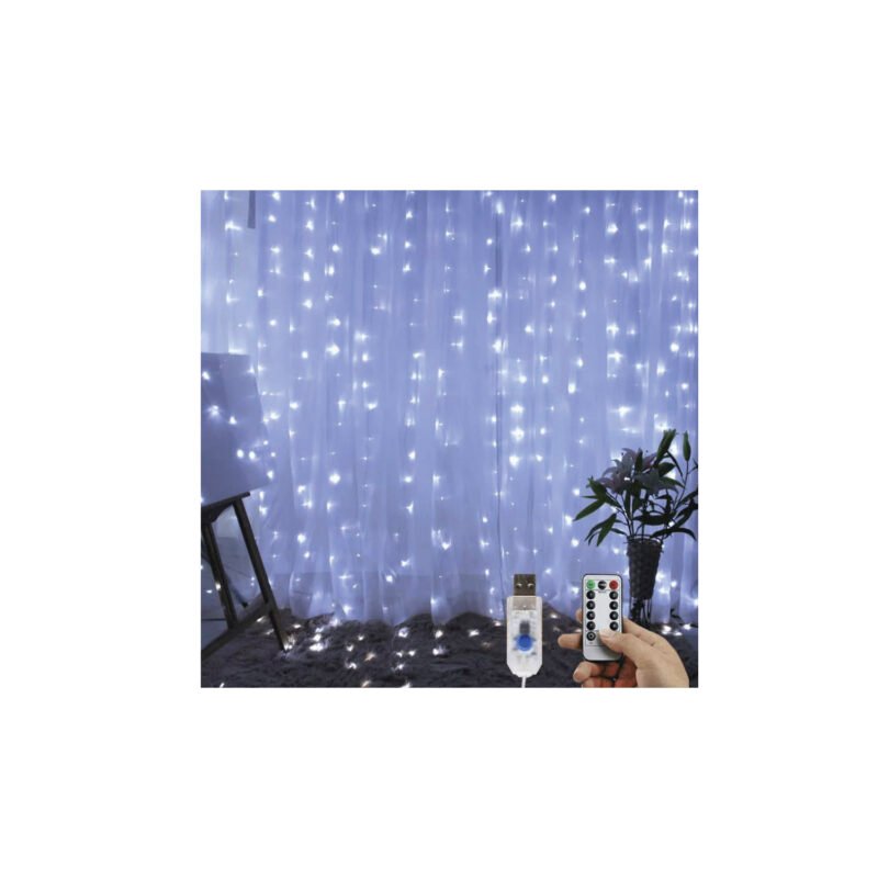 cortina de luz led frio con conector usbwhite — vista 2