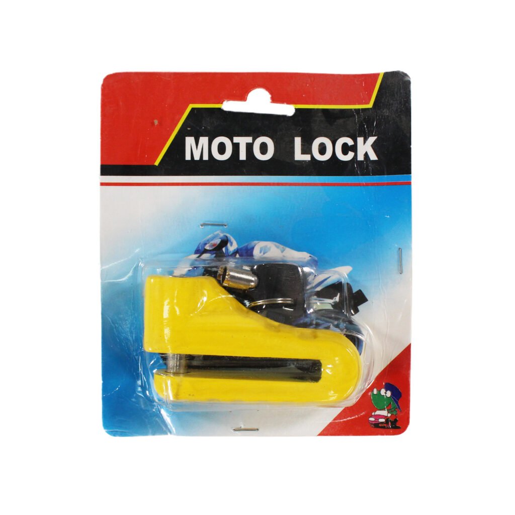 candado para freno disco de moto, facil de transportar, duradero y resistente al agua. yellow