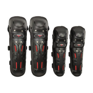 set de protecciones (coderas y rodilleras), plastico resistente al impacto, velcro ajustable.