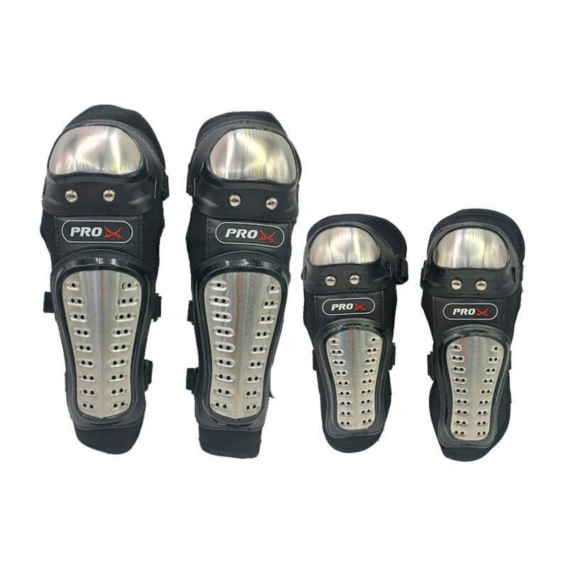 set de protecciones reforzadas en aleacion de aluminio, coderas y rodilleras, velcro ajustable. — vista 4