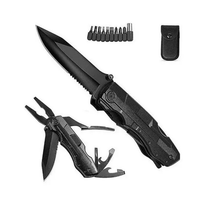 kit alicate y cuchillo tactico multiuso 16 en 1 para camping y supervivencia