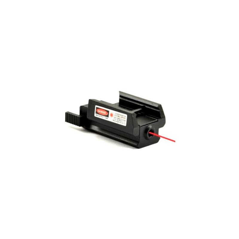 mira laser roja, riel 20mm, incluye 4 pilas, punto de laser <2mm a 10m, tiempo de bateria 2 3h, longitud de onda 635 660nm.