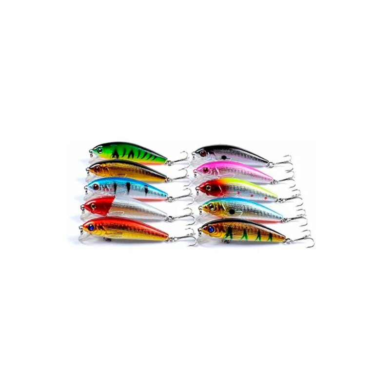 set de 10 seÑuelos para pesca de corvina de 7.2cm
