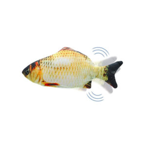 juguete para gatos recargable, se balancea como un pez vivo, reduce el estres, hecho de algodon pp y felpa corta. incluye cargador usb.