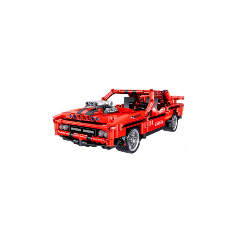 set de bloques armable 627 piezas, auto dodge challenger, interconexion, no toxico