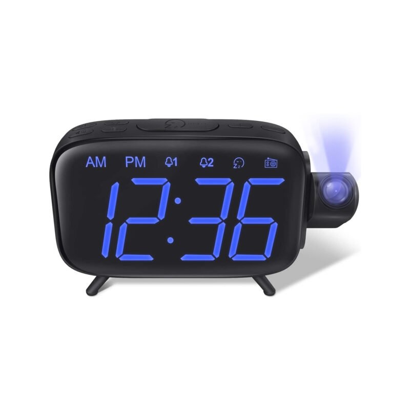 radio fm despertador digital con proyector de luz hacia el techo — vista 2