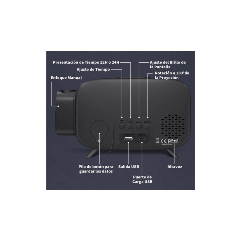 radio fm despertador digital con proyector de luz hacia el techo — vista 3