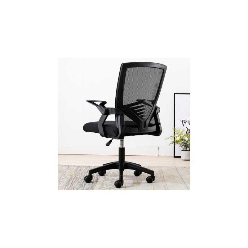 silla de escritorio ejecutivo silla de oficina con respaldo de malla bj hogas negra con tapizado de tejido y malla — vista 2