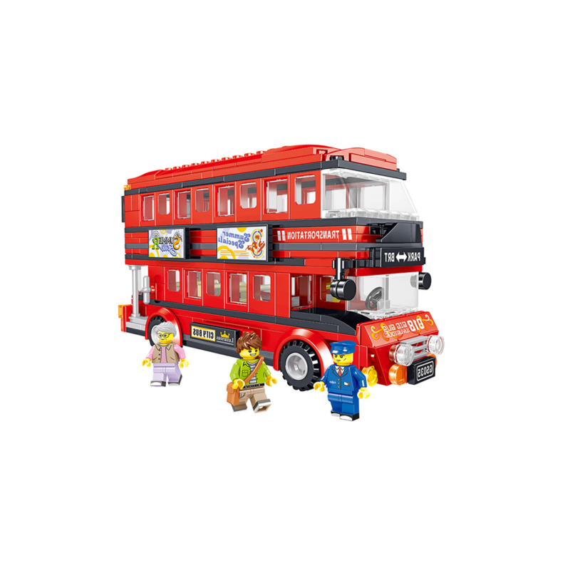 set de bloques armable bus dos pisos ingles 398 piezas red — vista 3