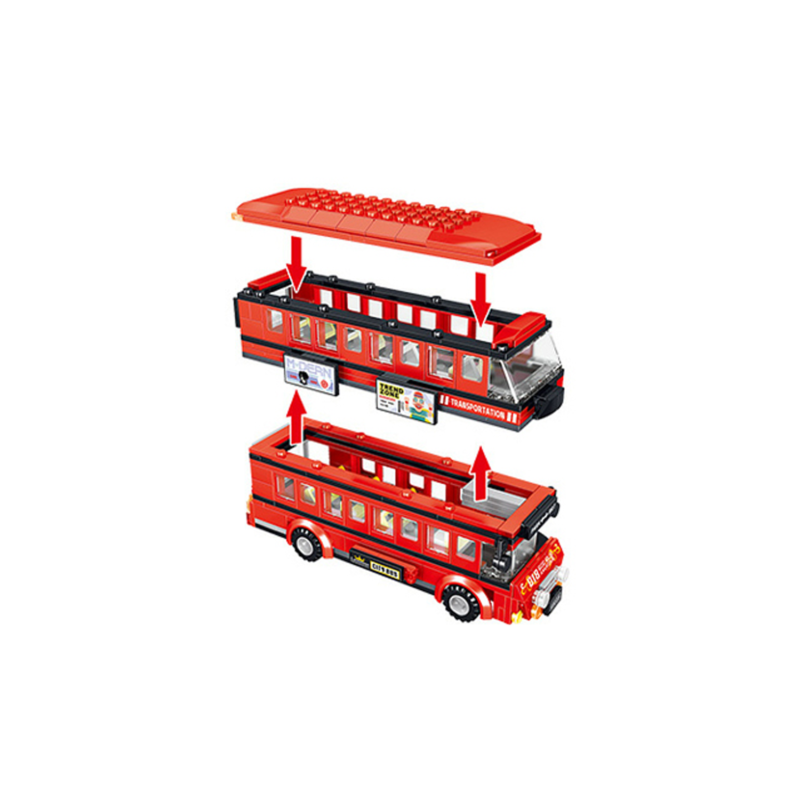 set de bloques armable bus dos pisos ingles 398 piezas red