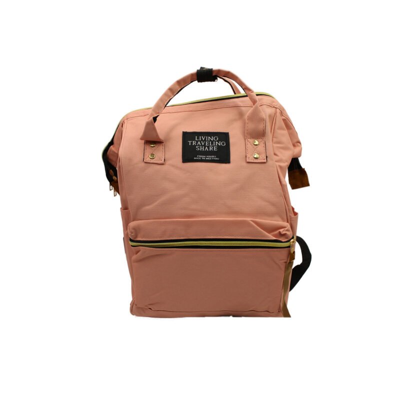 mochila con cierres rosada