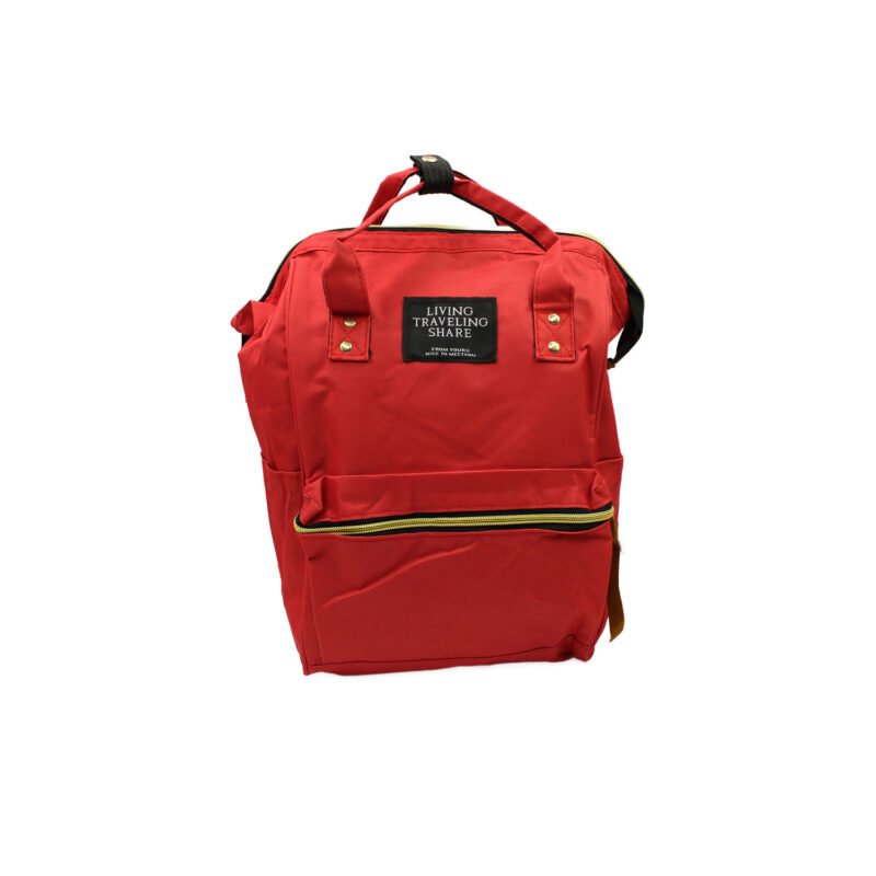 mochila con cierres roja