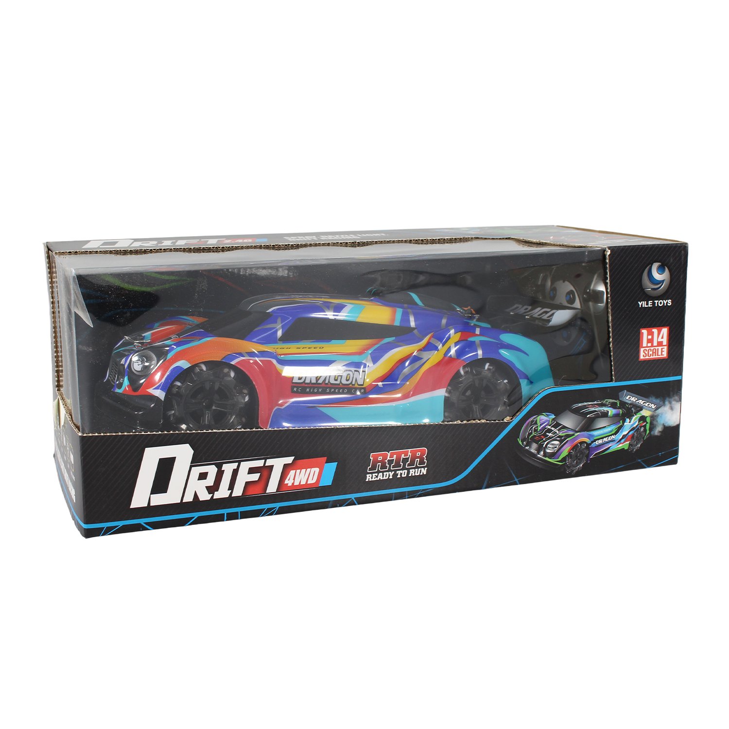 vehiculo a control remoto auto de carrera escala 1:14, direccion 360°, con bateria y usb. blue vehiculo a control remoto auto de carrera escala 1:14, direccion 360°, con bateria y usb. blue