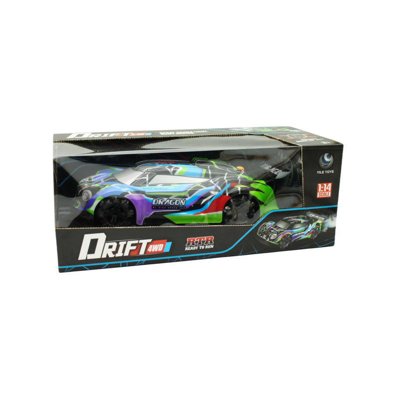 vehiculo a control remoto auto de carrera escala 1:14, direccion 360°, con bateria y usb. green — vista 2