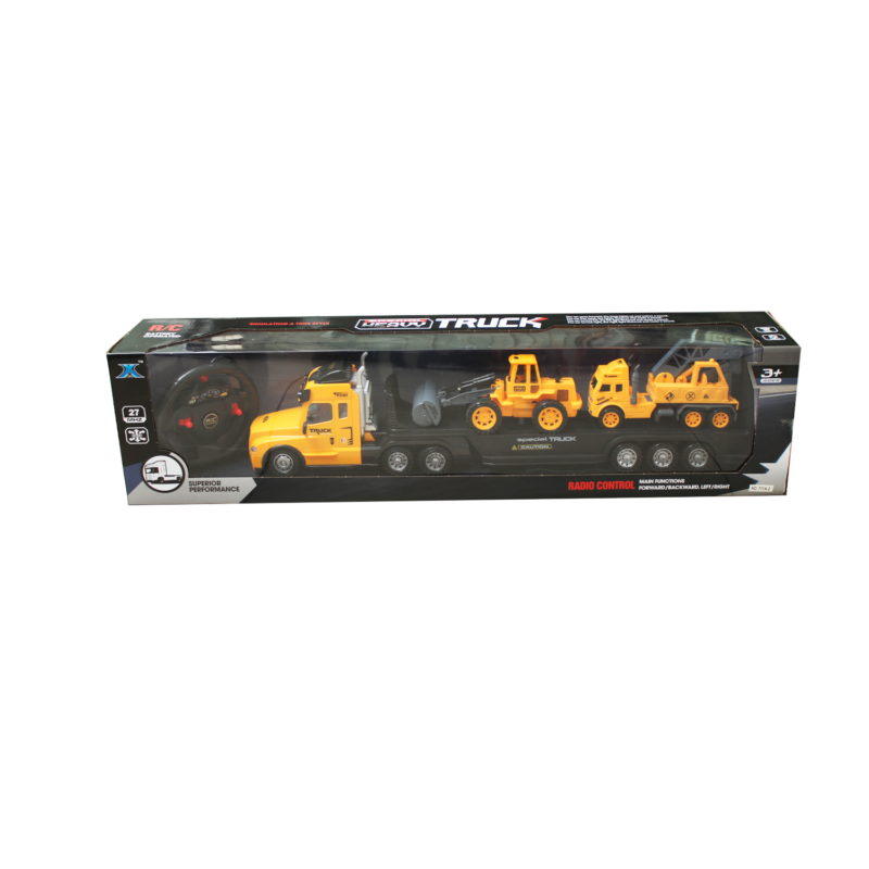 vehiculo a control remoto camion remolque radio escala 1:16 con luz y maquinas de construccion. — vista 4