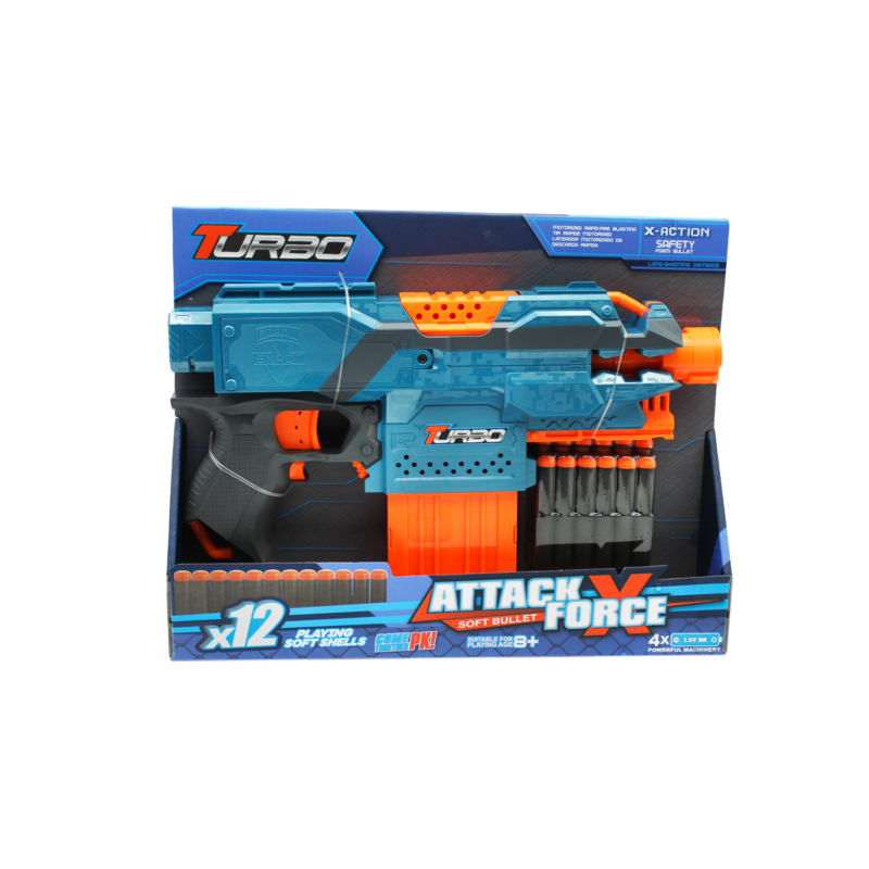 lanza dardos pistola con 12 dardos, descarga rapida motorizada, bala de espuma y requiere aa.