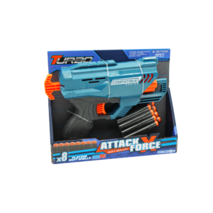 lanza dardos pistola con 8 dardos, descarga rapida motorizada y balas de espuma para mayor seguridad.