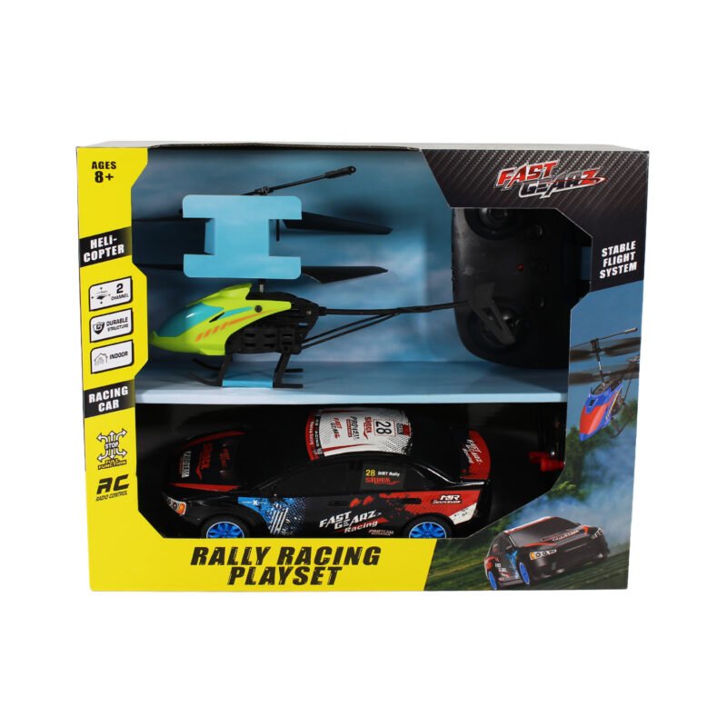 kit juego de carreras de rally auto control remoto + helicoptero — vista 8