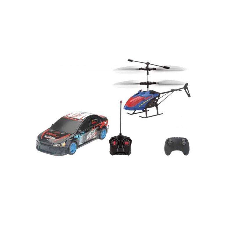kit juego de carreras de rally auto control remoto + helicoptero — vista 2