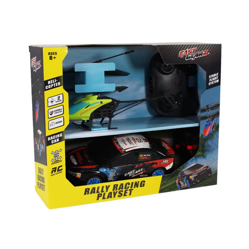 kit juego de carreras de rally auto control remoto + helicoptero — vista 9