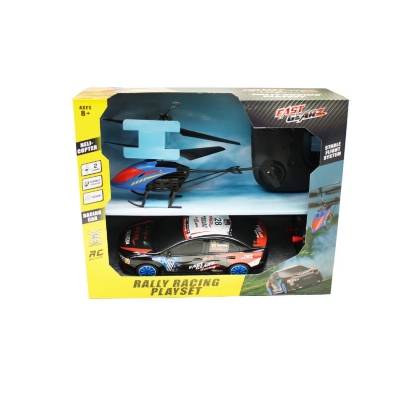 kit juego de carreras de rally auto control remoto + helicoptero — vista 7