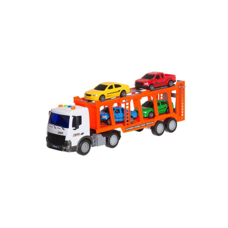 vehiculo a friccion camion de remolque con luz y sonido incluye auto 4 un