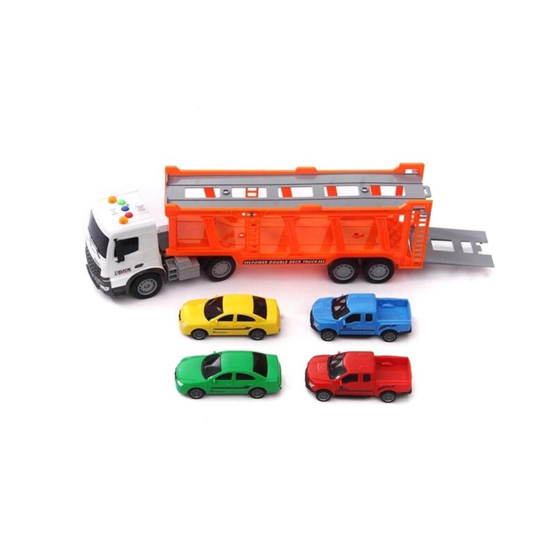 vehiculo a friccion camion de remolque con luz y sonido incluye auto 4 un — vista 2